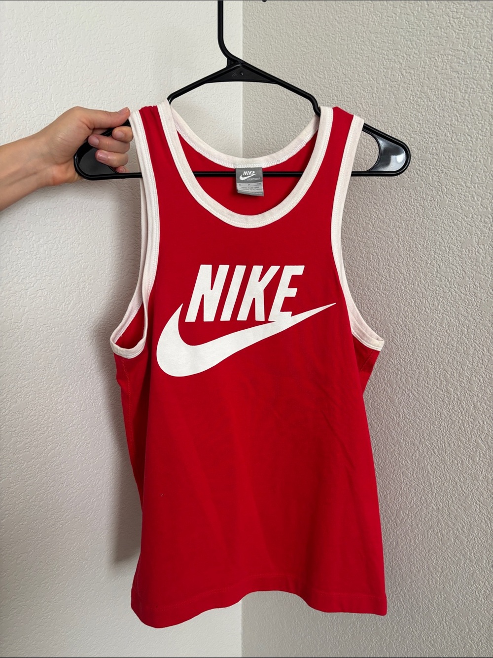 Nike Red Tank Top with White Swoosh